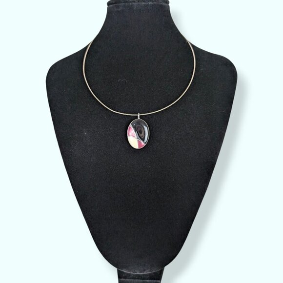 (2/$20) Twisted Cable Enamel Pendant Necklace - Picture 2 of 5